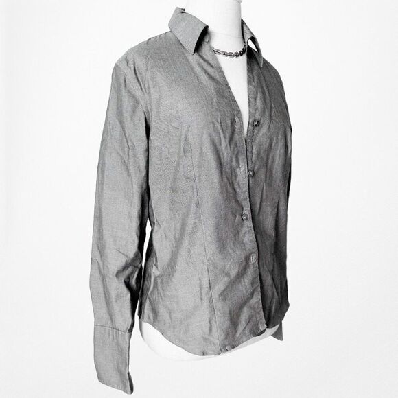 Vintage Y2K Calvin Klein Gray Button Down Long Sleeve Shirt Blouse Size 4/S/M - Picture 4 of 6